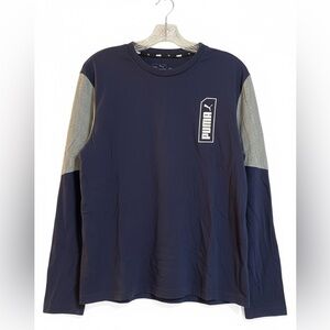PUMA Men's Long Sleeve Shirt in Navy and Gray Size M